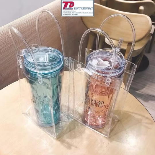 Túi Nhựa PVC Đựng Ly Mang Đi – Túi Trong Suốt Đựng Cốc Giữ Nhiệt