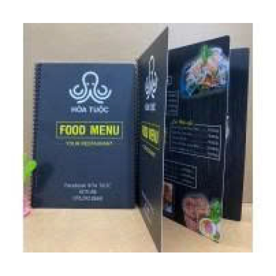 In menu nhựa lò xo cho quán hải sản – Bền đẹp, chống nước, sang trọng
